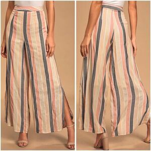 Sage the Label Lulu's Dreamland Pink Multi Striped Wide Leg Pants Size‎ Small